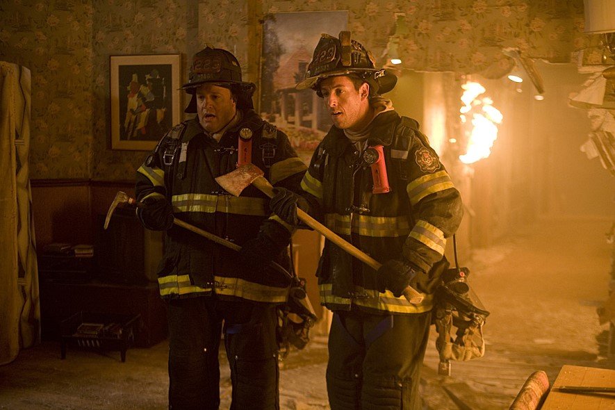Adam Sandler and Kevin James as two firefighters in the comedy I Now Pronounce You Chuck & Larry