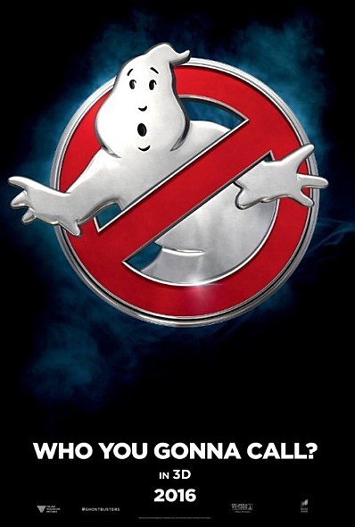 The four female Ghostbusters standing with their ghost-catching equipment